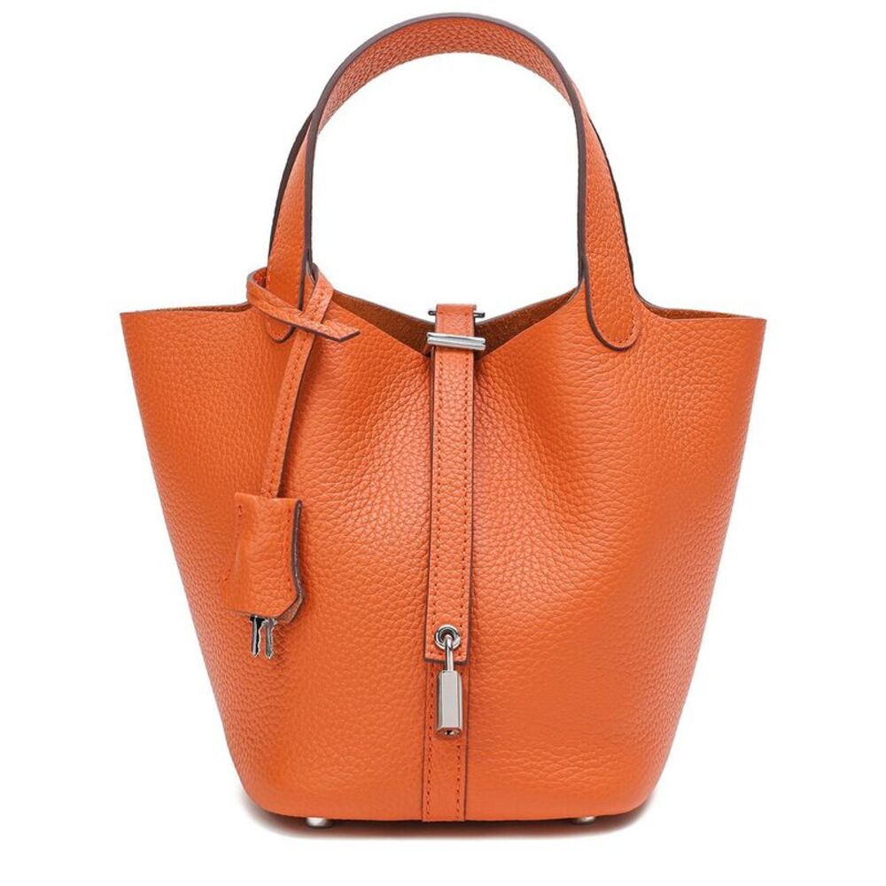 Tiffany & Fred Paris Full-Grain Leather Top Handle Bag, Orange